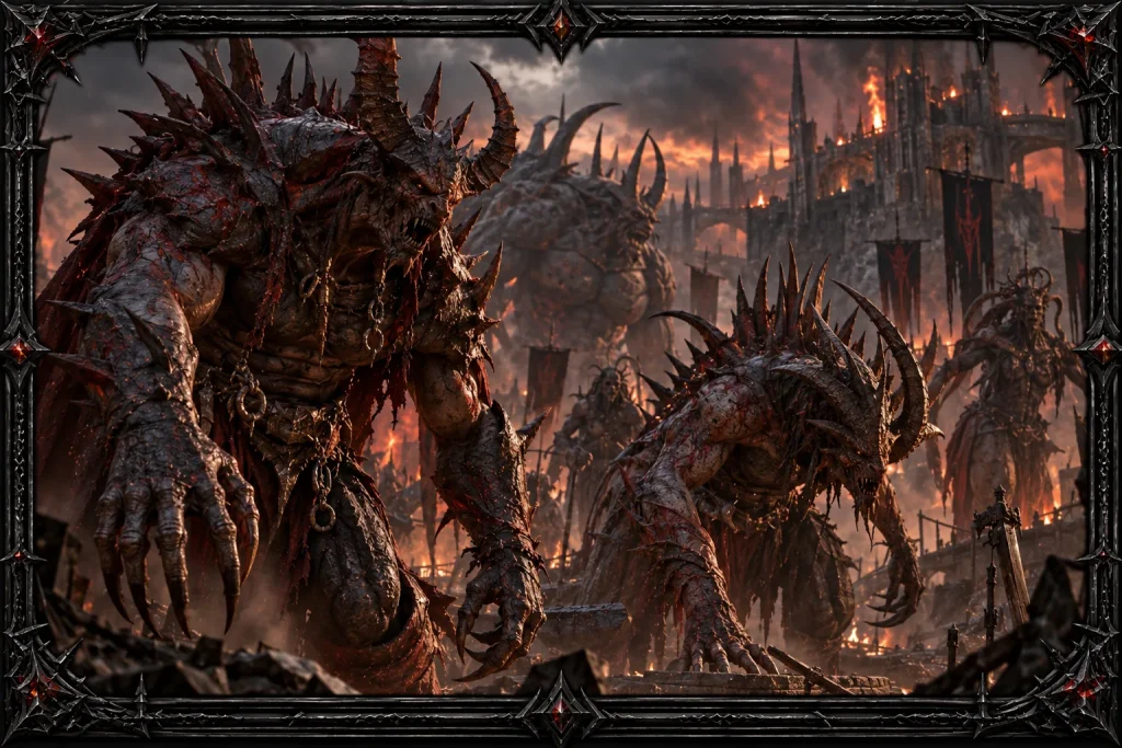 I moloch, demoni enormi coperti di spine, corna e creste