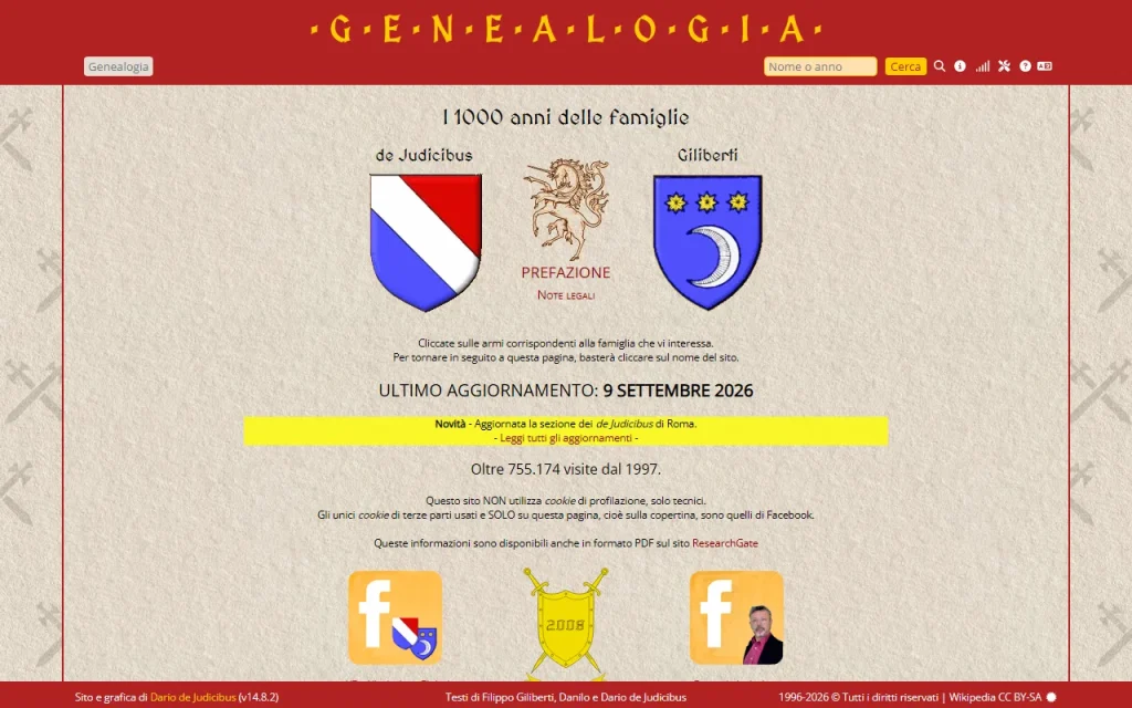 Home page del sito Genealogia